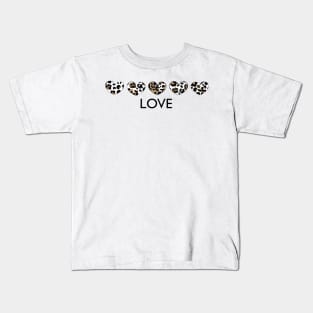 Leopard Print Hearts with ''love'' text Kids T-Shirt